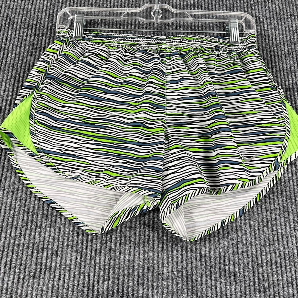Nike Shorts Dri-Fit Womens Size Small Green Striped Lined Athletic Activewear
